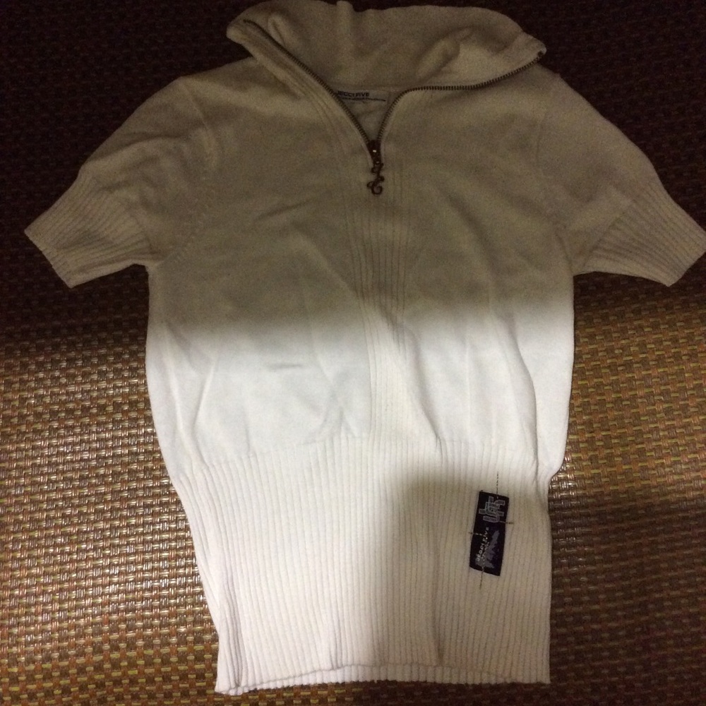 Business Casual White Knit Sweater Blouse
